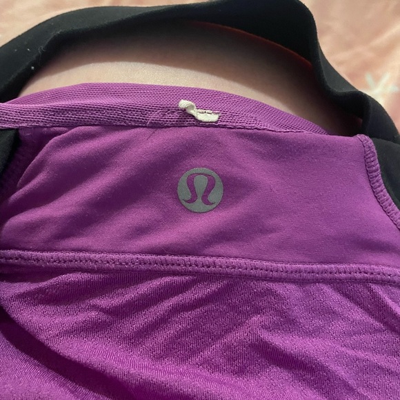 Lululemon Purple Black Push Ur Limits Tank Top Criss Cross Straps Size 10 - Picture 2 of 6